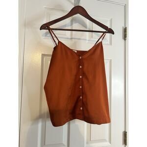 J.Crew Rust Button Front Camisole Size M Burnt Orange Adjustable Strap Top
